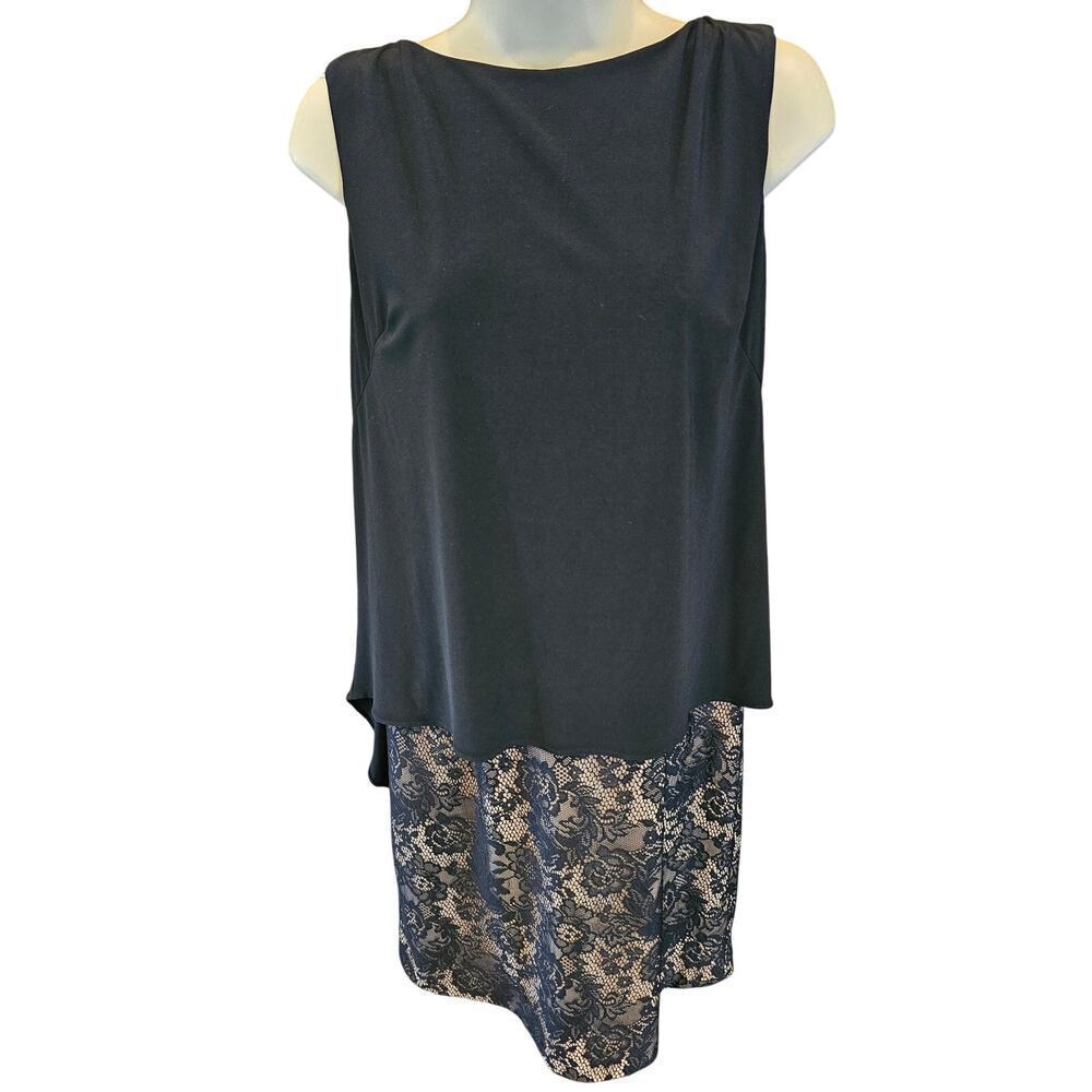 NWT Adrianna Papell formal modest lace neutral half dress drape back elegant 8